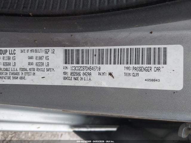 Продаж на аукціоні авто 2013 Dodge Avenger Sxt, vin: 1C3CDZCB7DN548710, номер лоту: 44760369