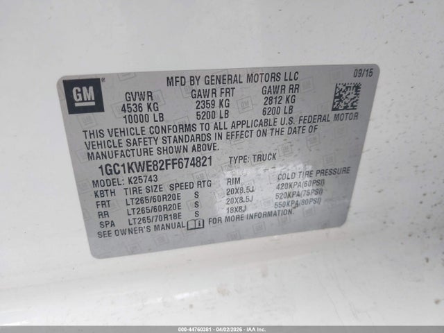 1GC1KWE82FF674821 Chevrolet Silverado 2500hd Ltz