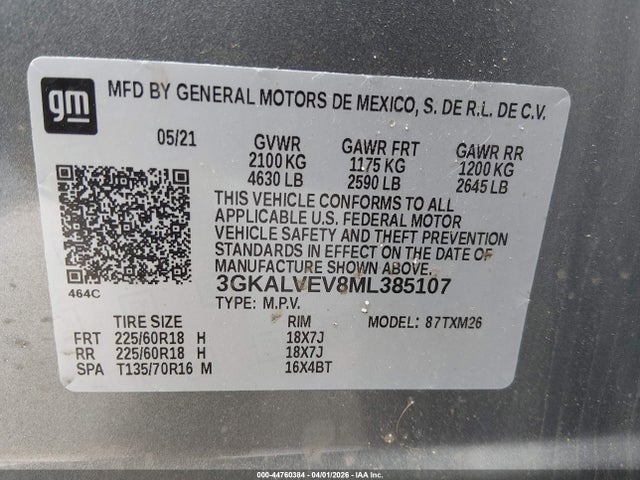 Продаж на аукціоні авто 2021 Gmc Terrain Awd Slt, vin: 3GKALVEV8ML385107, номер лоту: 44760384