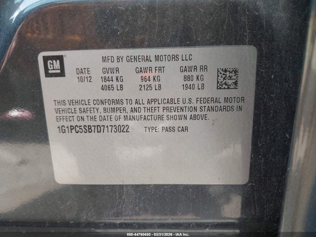 2013 CHEVROLET CRUZE 1G1PC5SB7D7173022 Photo 8