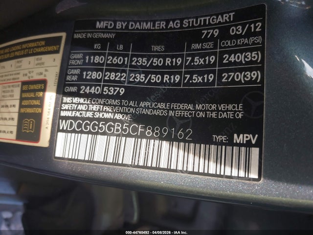 Aukcja sprzedaży 2012 Mercedes-benz Glk 350, vin: WDCGG5GB5CF889162, numer aukcji: 44760492