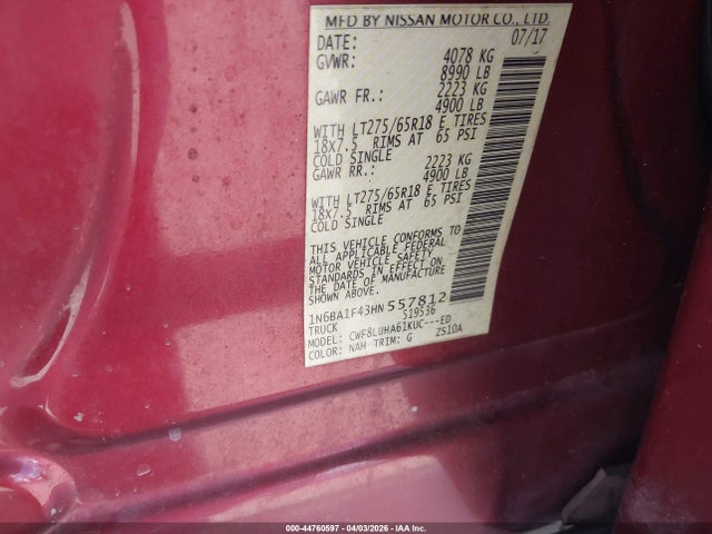 2017 NISSAN TITAN XD 1N6BA1F43HN557812 Photo 8