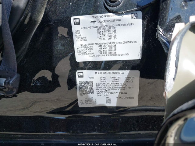 Продаж на аукціоні авто 2023 Chevrolet Silverado 1500 4wd  Short Bed Rst, vin: 1GCUDEE87PZ193948, номер лоту: 44760615