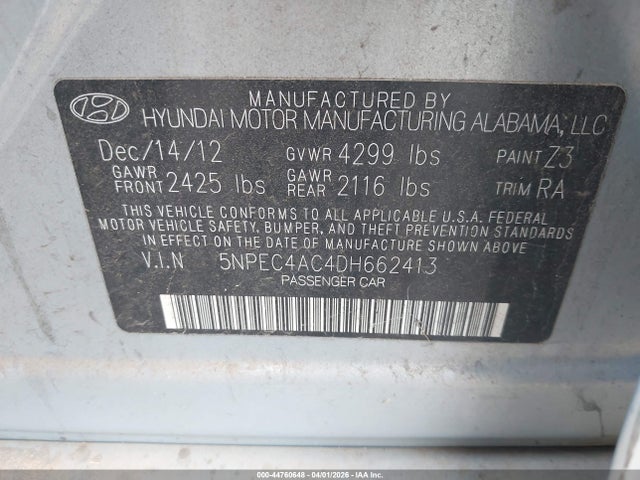 2013 HYUNDAI SONATA 5NPEC4AC4DH662413 Photo 8