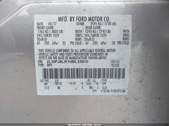 Lincoln Mkx Reserve 2017 2LMPJ8LR1HBL33810 Image 9
