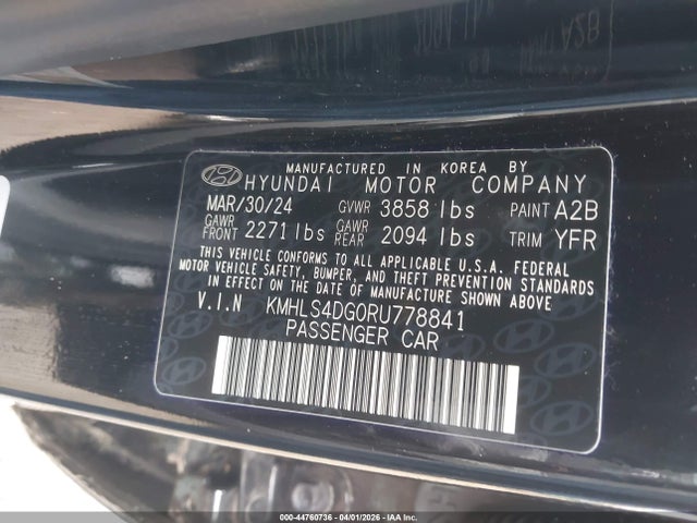 Aukcja sprzedaży 2024 Hyundai Elantra Sel, vin: KMHLS4DG0RU778841, numer aukcji: 44760736