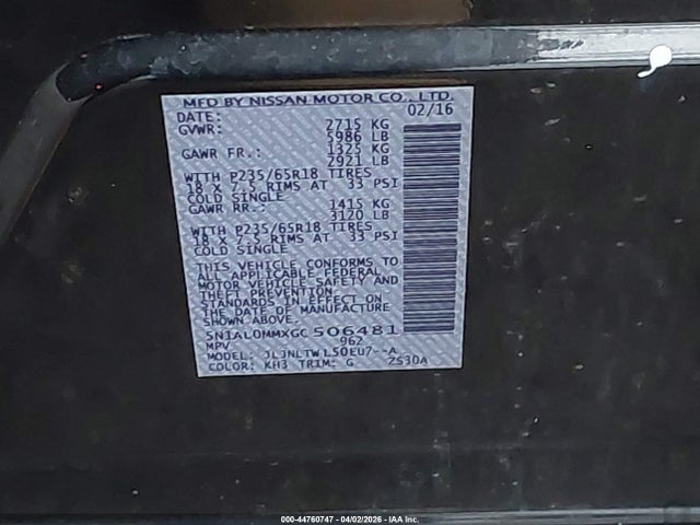 2016 INFINITI QX60 5N1AL0MMXGC506481 Photo 8