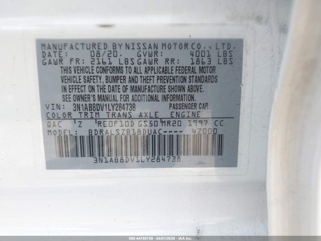 Aukcja sprzedaży 2020 Nissan Sentra Sr Xtronic Cvt, vin: 3N1AB8DV1LY284738, numer aukcji: 44760759
