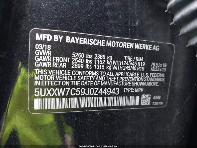 Продажа на аукционе авто 2018 Bmw X4 M40i, vin: 5UXXW7C59J0Z44943, номер лота: 44760764