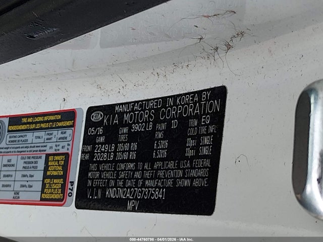 Aukcja sprzedaży 2016 Kia Soul, vin: KNDJN2A27G7375841, numer aukcji: 44760798
