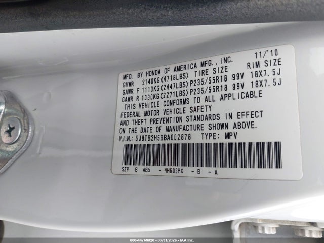 2011 ACURA RDX 5J8TB2H59BA002878 Photo 8
