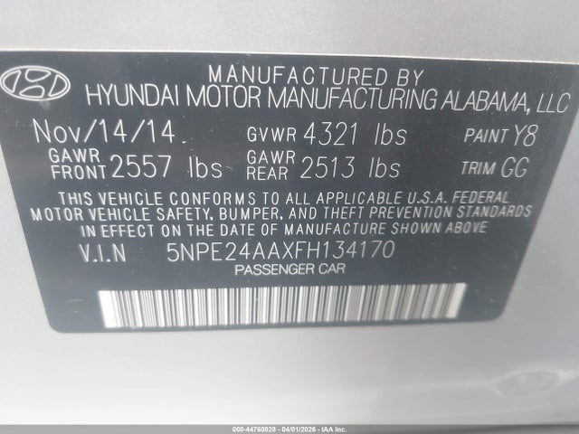 5NPE24AAXFH134170 Hyundai SONATA ECO