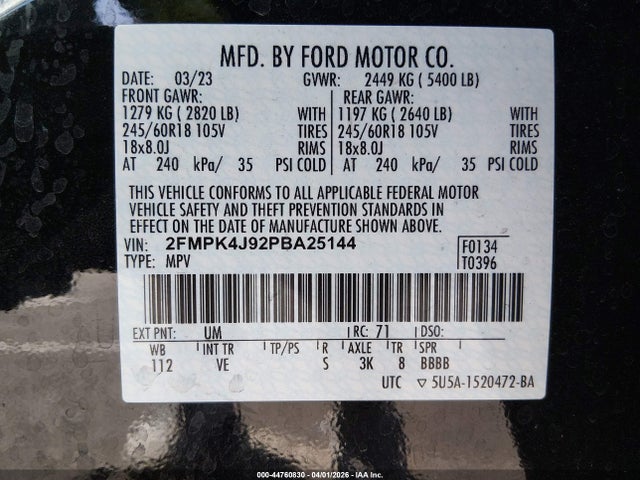Ford EDGE SEL 2023 2FMPK4J92PBA25144 Image 9