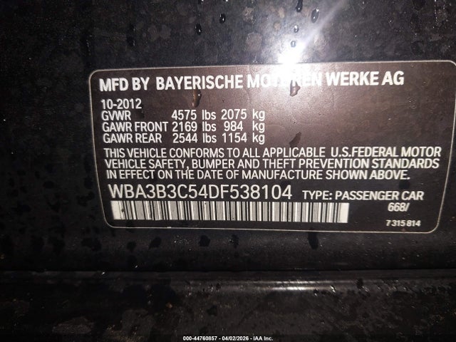 Продажа на аукционе авто 2013 Bmw 328i Xdrive, vin: WBA3B3C54DF538104, номер лота: 44760857
