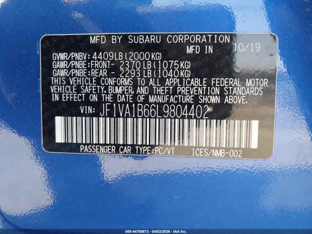 2020 SUBARU WRX JF1VA1B66L9804402 Photo 8