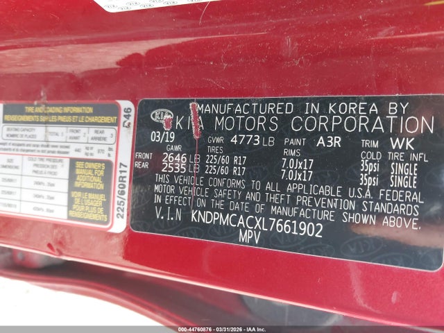 Aukcja sprzedaży 2020 Kia Sportage Lx, vin: KNDPMCACXL7661902, numer aukcji: 44760876