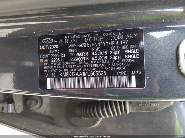 Продаж на аукціоні авто 2021 Hyundai Kona Se, vin: KM8K12AA1MU665525, номер лоту: 44760879