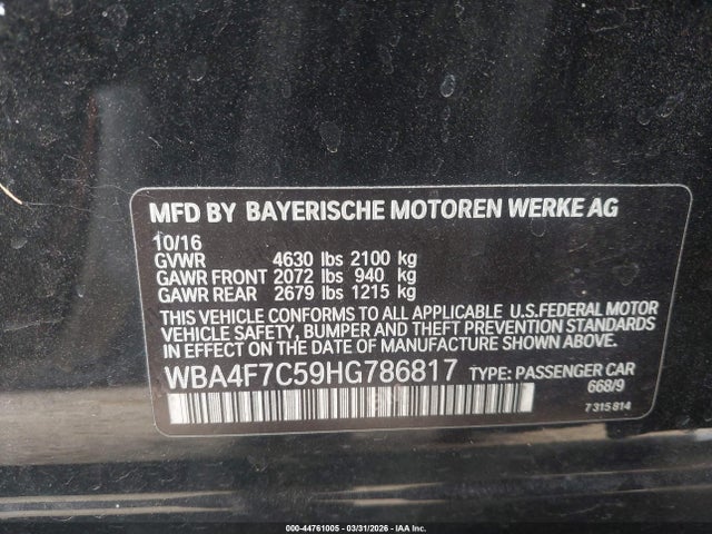 Продажа на аукционе авто 2017 Bmw 430i Gran Coupe, vin: WBA4F7C59HG786817, номер лота: 44761005