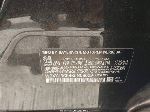 2019 Bmw X2 Sdrive28i მანქანა იყიდება აუქციონზე, vin: WBXYJ3C54K5N68009, აუქციონის ნომერი: 44761020