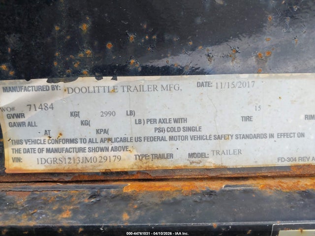 1DGRS1213JM029179 Doolittle Trailer Mfg Inc Unknown