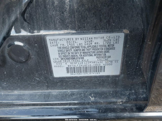 Продаж на аукціоні авто 2021 Nissan Versa Sv Xtronic Cvt, vin: 3N1CN8EV0ML874183, номер лоту: 44761034