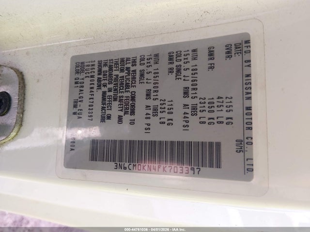Nissan NV200 SV 2015 3N6CM0KN4FK703397 Image 9