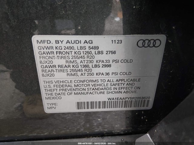 2024 Audi Q5 Premium Plus 45 Tfsi S Line Quattro მანქანა იყიდება აუქციონზე, vin: WA1EAAFY5R2053620, აუქციონის ნომერი: 44761051