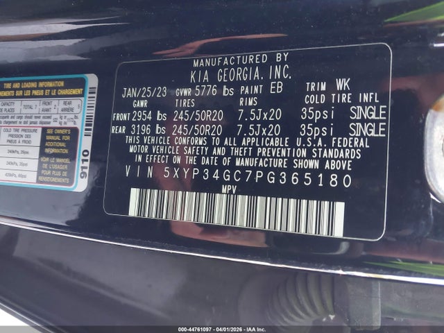2023 Kia Telluride Ex მანქანა იყიდება აუქციონზე, vin: 5XYP34GC7PG365180, აუქციონის ნომერი: 44761097