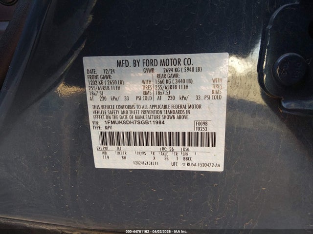 1FMUK8DH7SGB11984 Ford Explorer Active