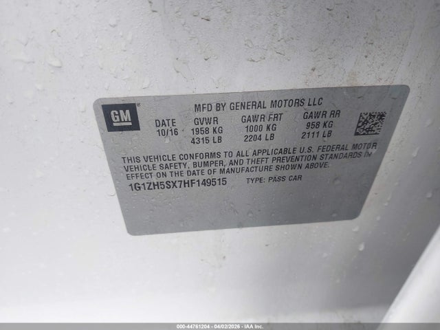 Aukcja sprzedaży 2017 Chevrolet Malibu Premier, vin: 1G1ZH5SX7HF149515, numer aukcji: 44761204