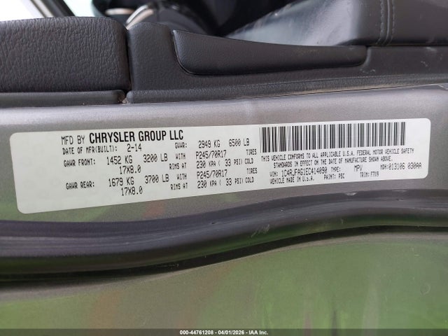 Продажа на аукционе авто 2014 Jeep Grand Cherokee Laredo, vin: 1C4RJFAG1EC414090, номер лота: 44761208