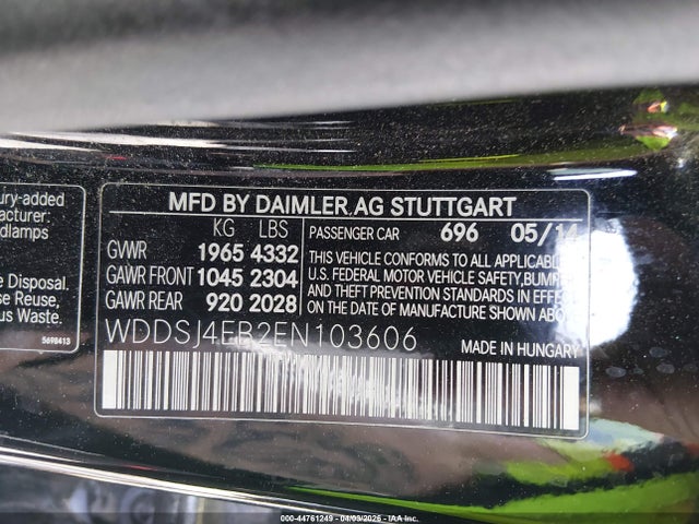 44761249 :رقم المزاد ، WDDSJ4EB2EN103606 vin ، 2014 Mercedes-benz Cla 250 مزاد بيع