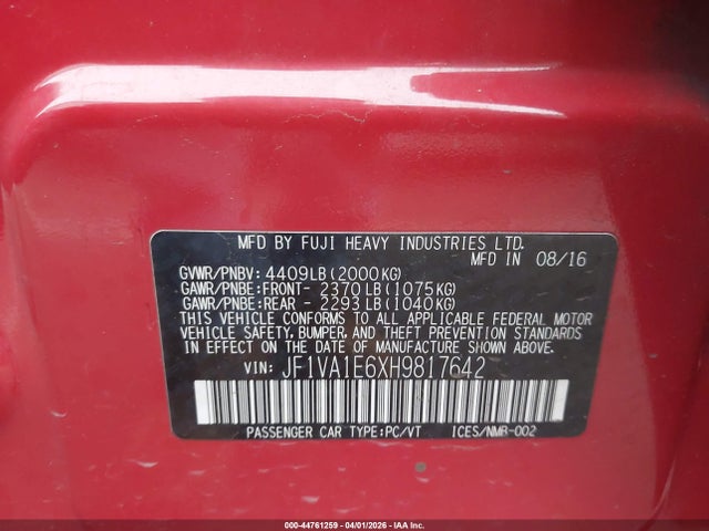 JF1VA1E6XH9817642 Subaru Wrx Premium