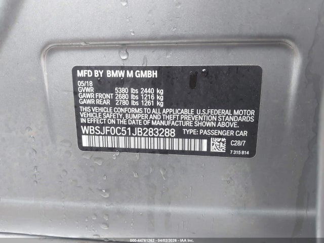 Продаж на аукціоні авто 2018 Bmw M5, vin: WBSJF0C51JB283288, номер лоту: 44761262