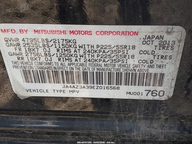 2014 MITSUBISHI OUTLANDER JA4AZ3A39EZ016568 Photo 8