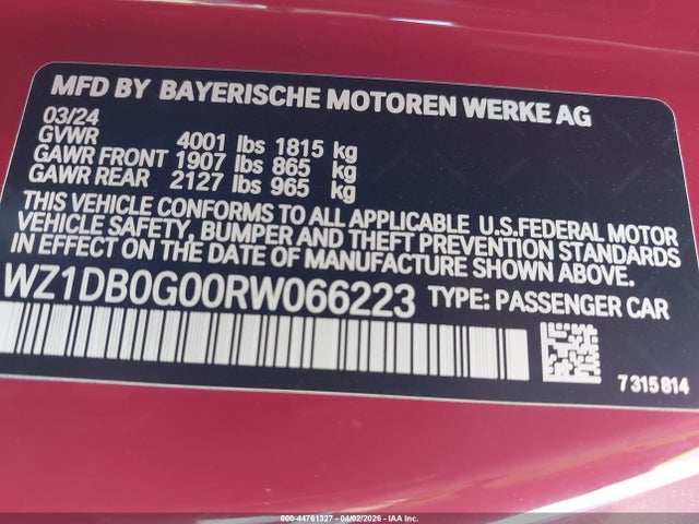 WZ1DB0G00RW066223 Toyota Gr Supra 3.0 Premium