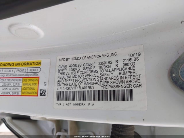 1HGCV1F17LA017978 Honda ACCORD LX