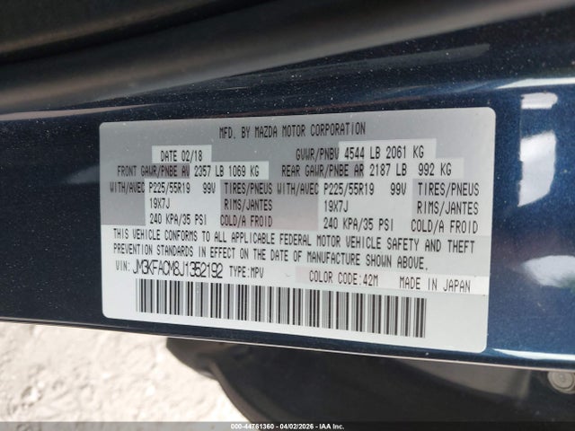 2018 Mazda Cx-5 Touring მანქანა იყიდება აუქციონზე, vin: JM3KFACM8J1352192, აუქციონის ნომერი: 44761360