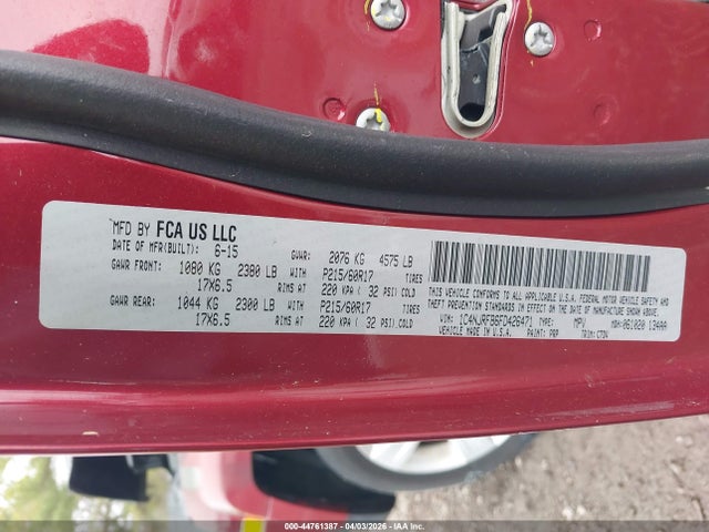 Aukcja sprzedaży 2015 Jeep Patriot Latitude, vin: 1C4NJRFB6FD426471, numer aukcji: 44761387
