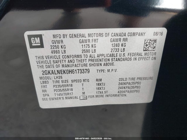Продажа на аукционе авто 2017 Gmc Terrain Sle-2, vin: 2GKALNEK0H6173379, номер лота: 44761463