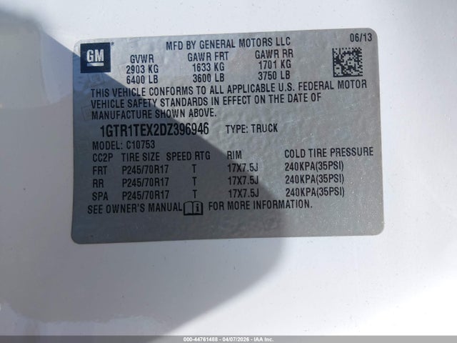 Aukcja sprzedaży 2013 Gmc Sierra 1500 Work Truck, vin: 1GTR1TEX2DZ396946, numer aukcji: 44761488