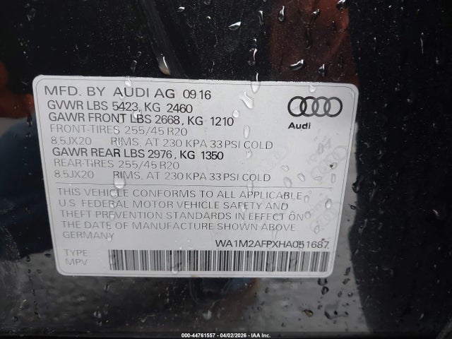 WA1M2AFPXHA051687 Audi Q5 2.0t Premium