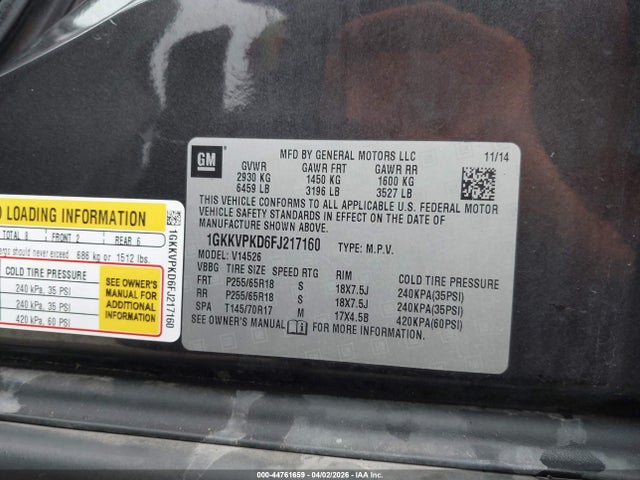 1GKKVPKD6FJ217160 GMC Acadia Sle-2
