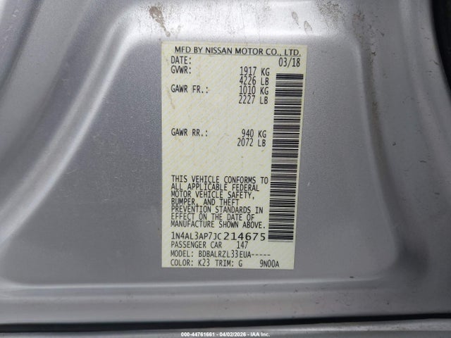 1N4AL3AP7JC214675 Nissan Altima 2.5 Sl