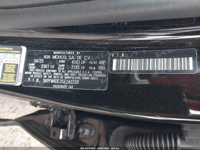 44761683 :رقم المزاد ، 3KPFW4DE3SE242328 vin ، 2025 Kia K4 Gt-line مزاد بيع
