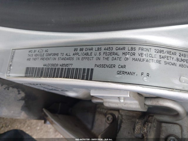 2001 AUDI A4 WAUDC68D81A058577 Photo 8