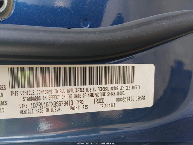 Aukcja sprzedaży 2011 Ram Ram 1500 Slt, vin: 1D7RV1GTXBS678413, numer aukcji: 44761716