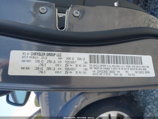 Продажа на аукционе авто 2014 Dodge Journey American Value Pkg, vin: 3C4PDCAB3ET184252, номер лота: 44761725