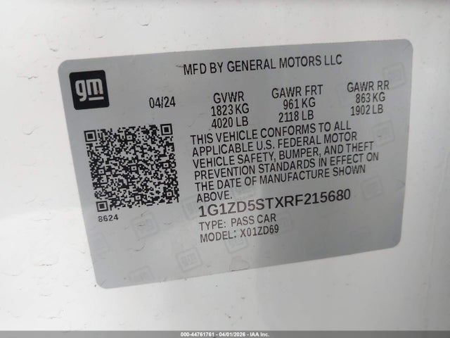 1G1ZD5STXRF215680 Chevrolet Malibu Fwd 1lt