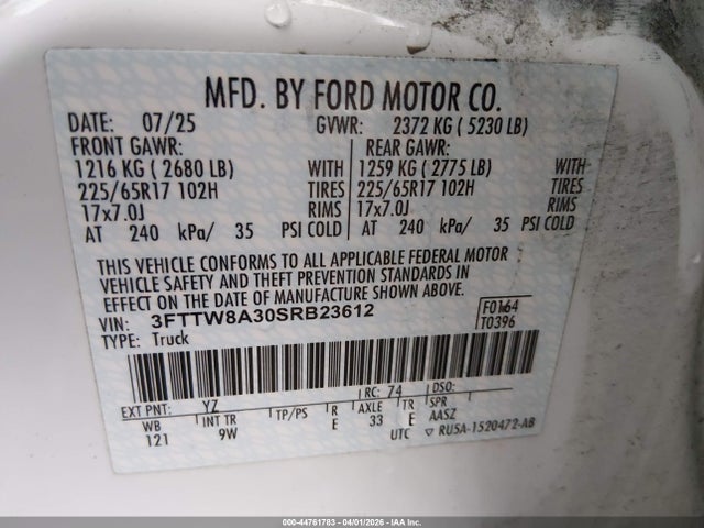 Ford Maverick Xl 2025 3FTTW8A30SRB23612 Image 9